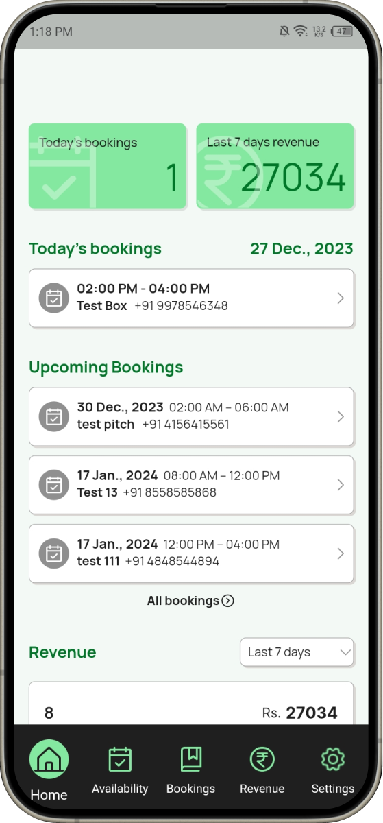 CrickBOX - dashboard